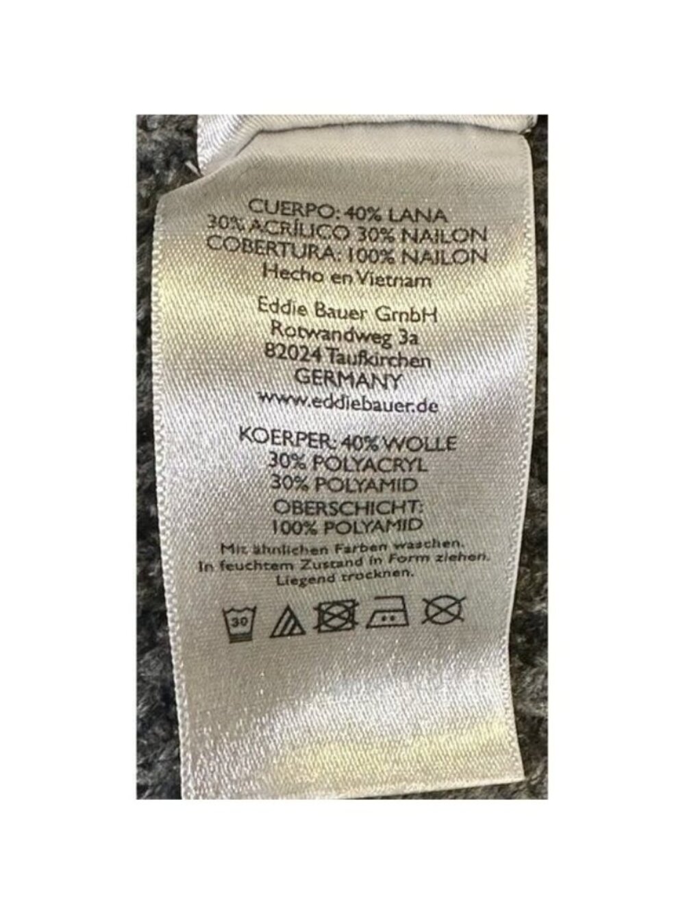 Eddie Bauer Mens XL Sweater Wool Blend Gray Crew Neck Sport Shop Shoulder Patch - Picture 14 of 16